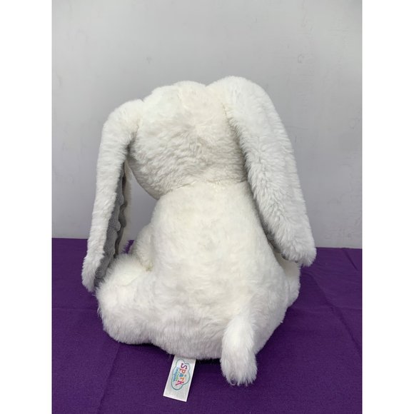 Spark Create Imagine White Bunny Rattle with Gray Minkie Feet Ears Embroidered E - Picture 4 of 8